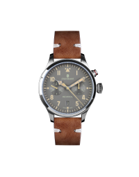 NAV.B - Monopusher 42 GREY Fliegeruhr mit braunem Lederarmband klassisch | Steinhart Watches