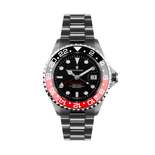 Ocean 39 GMT BLACK-RED Ceramic Taucheruhr mit 120-Klick versehener Drehlünette| Steinhart Watches 