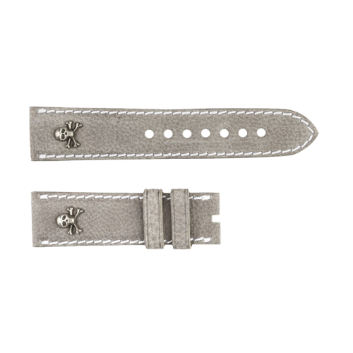 Lederband grau für Skull black II Größe M
